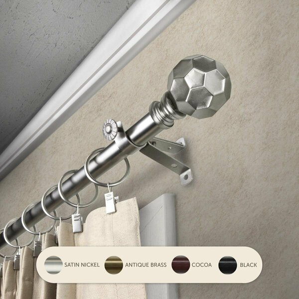 Kd Encimera 0.8125 in. Remi Curtain Rod with 120 to 170 in. Extension, Satin Nickel KD3736805